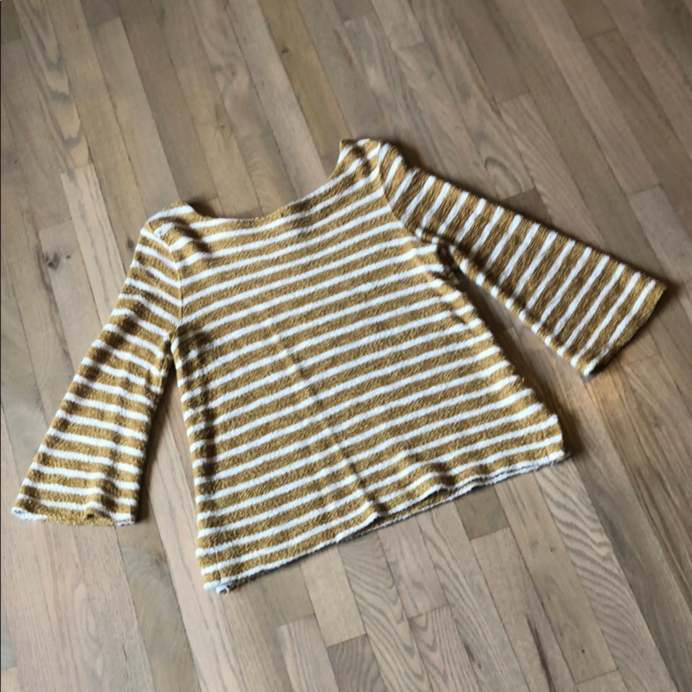 Striped Mustard and White Women's Top